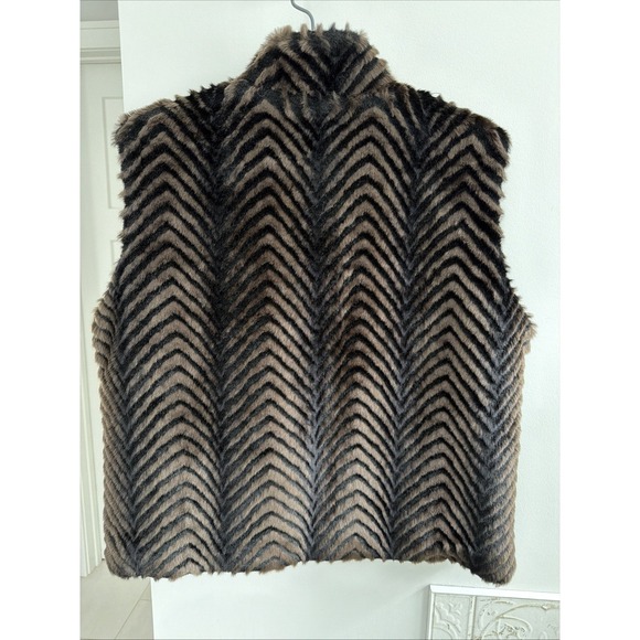 Painted Pony Faux Fur Vest Women's Large Vintage Brown And Black - Picture 5 of 10